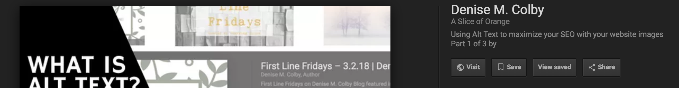 Using Image File Names to Maximize your SEO with your website Images example by Denise M. Colby