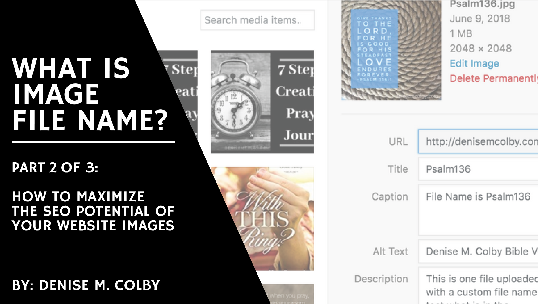 Main Header for Blog Post by Denise M. Colby on Maximizing SEO with Image File Name