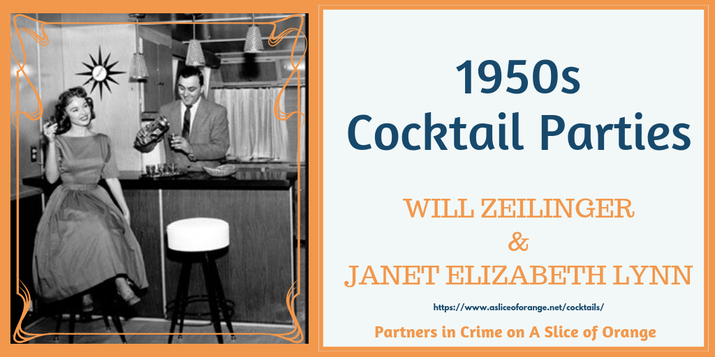 a woman seated at a home bar with a man pouring a cocktail. 