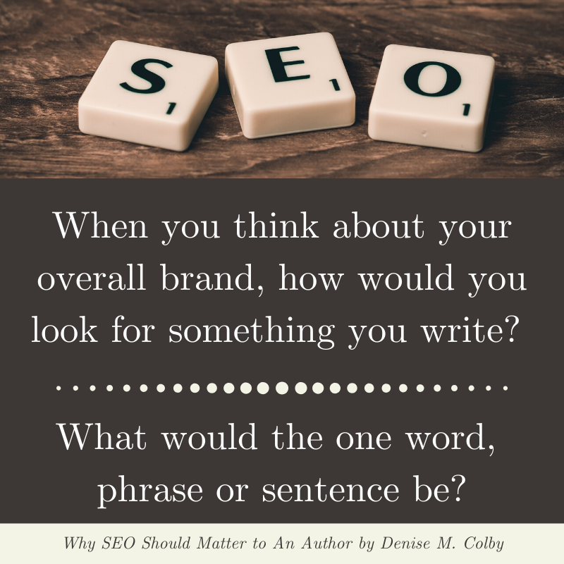 scrabble tiles spelling out SEO and then a Blog Post Quote by Denise M. Colby
