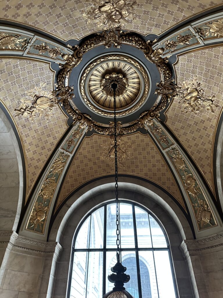 Ceiling artwork within the NYC Public Library