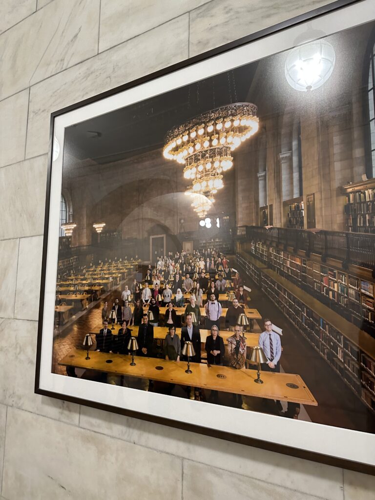 Picture hanging in the hall of the famous NYC Library Reading Room