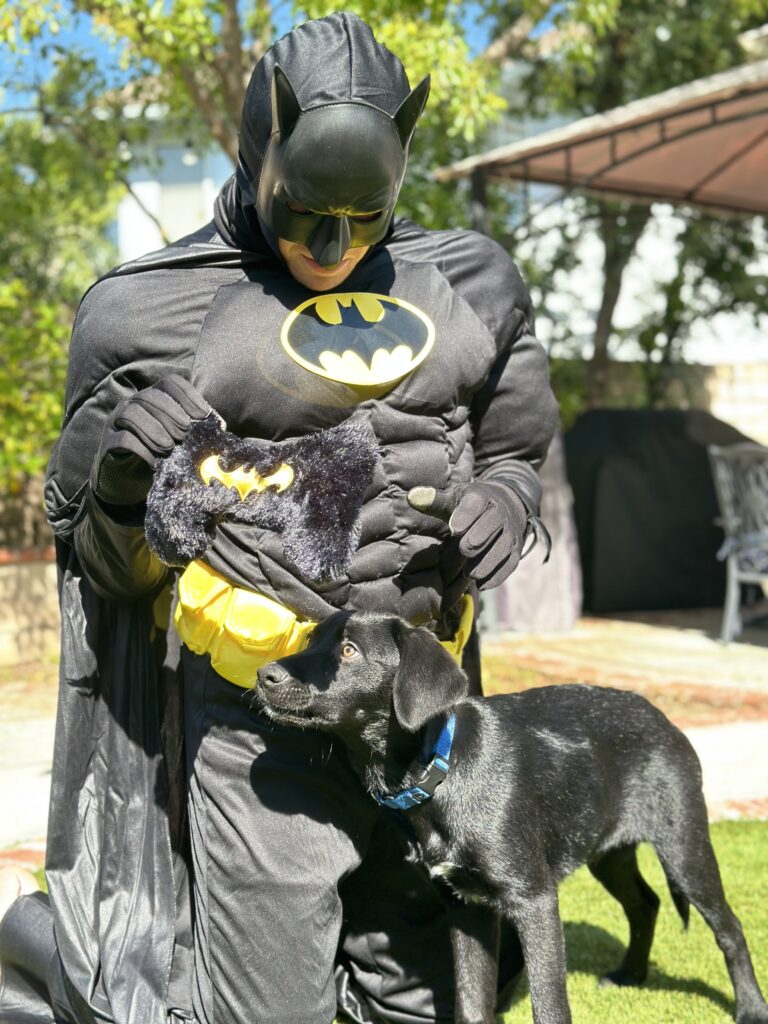 Batman aka my son and our dog named Ace