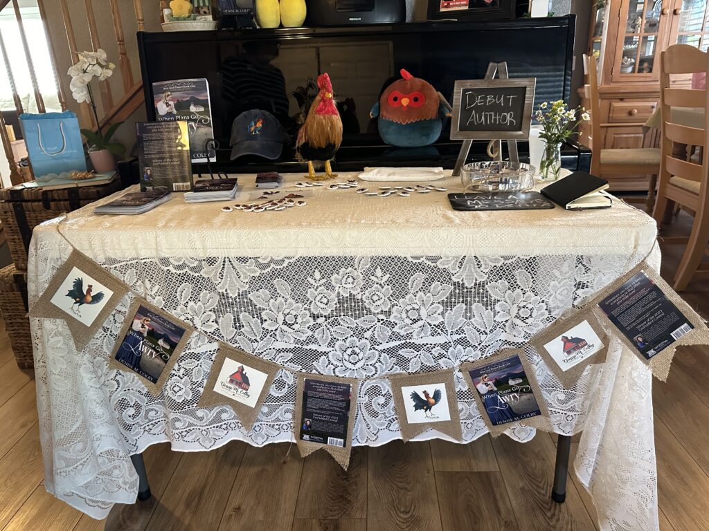 display table at book signing event denise m. colby
