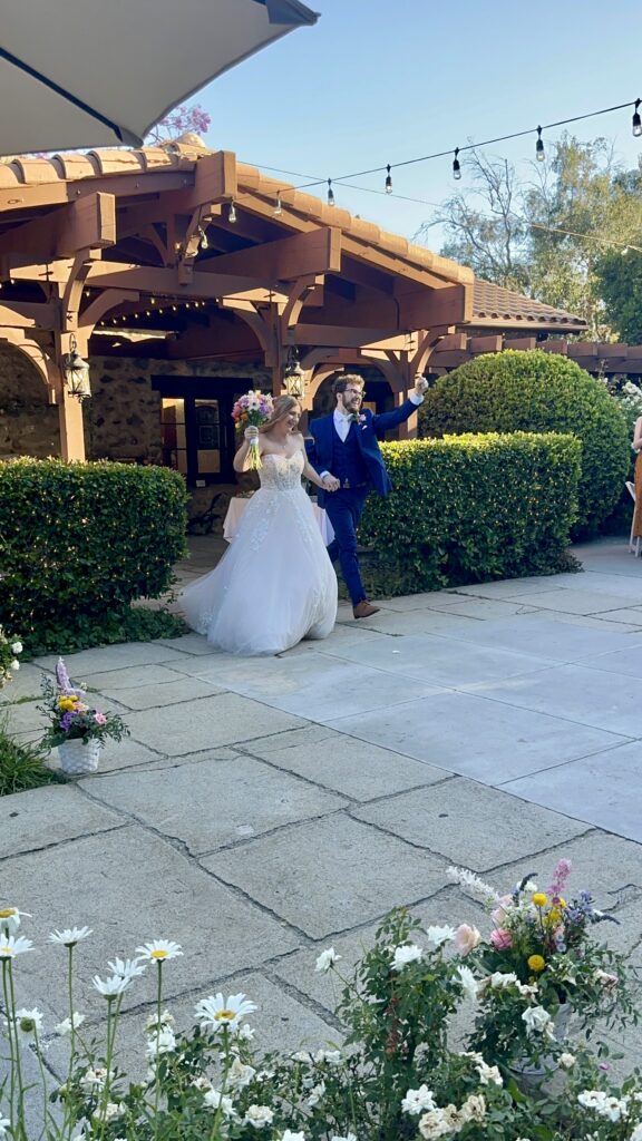 being introduced as the new Mr. and Mrs.