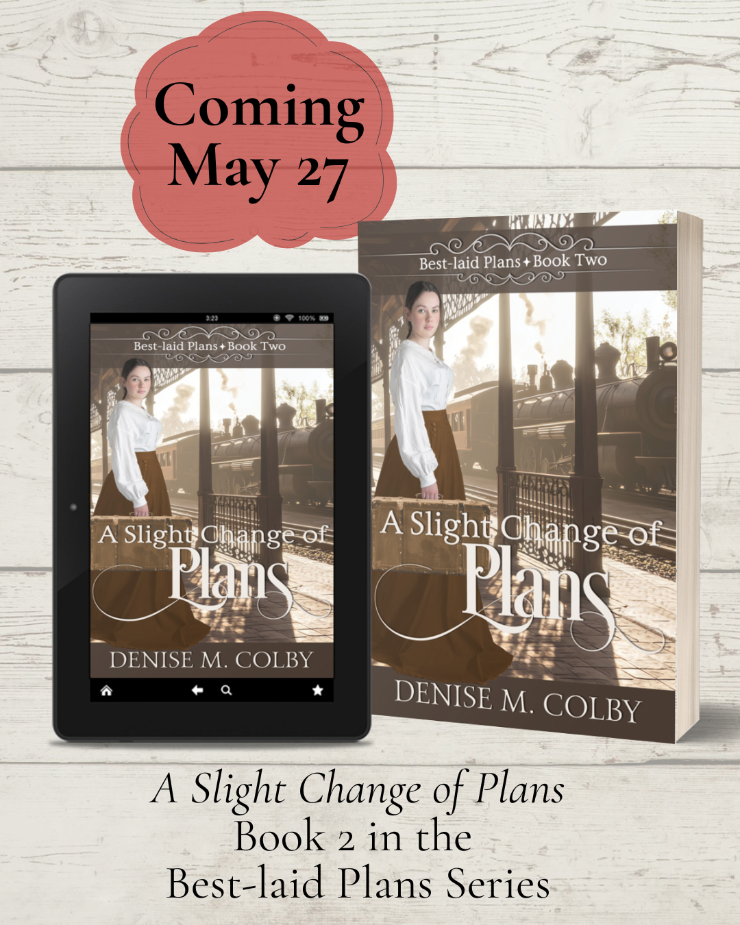 wood slat graphics showing book cover and kindle book cover of A Slight Change of Plans