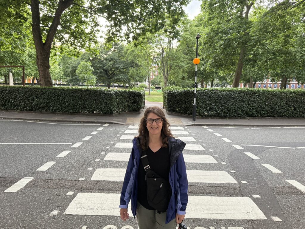 writing research trip London Denise M. Colby in front of Grosvener Square