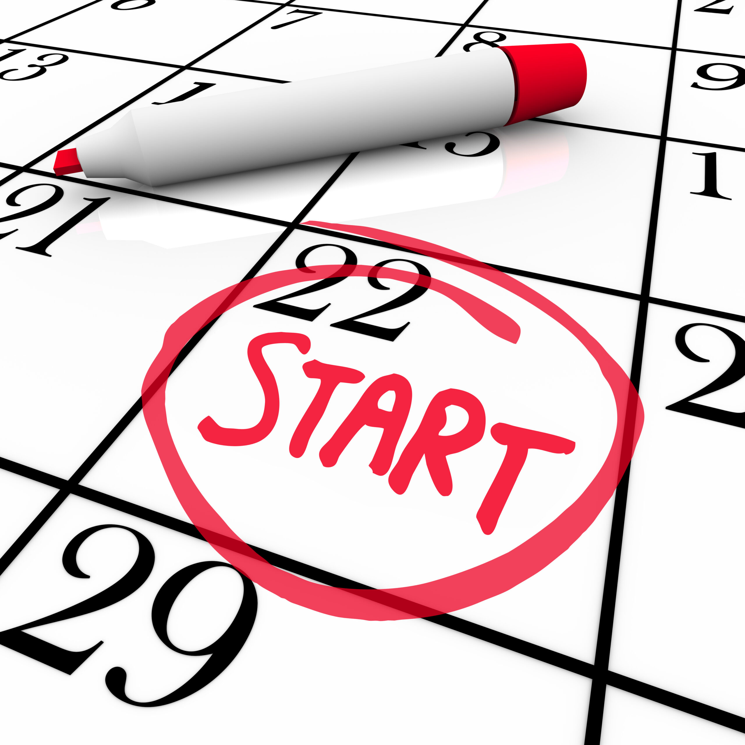 Calendar with start circled