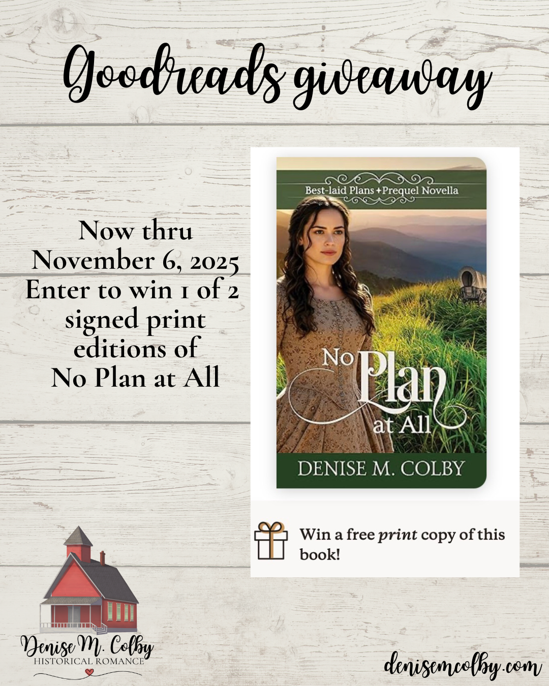 No Plan at All GoodReads giveaway graphic