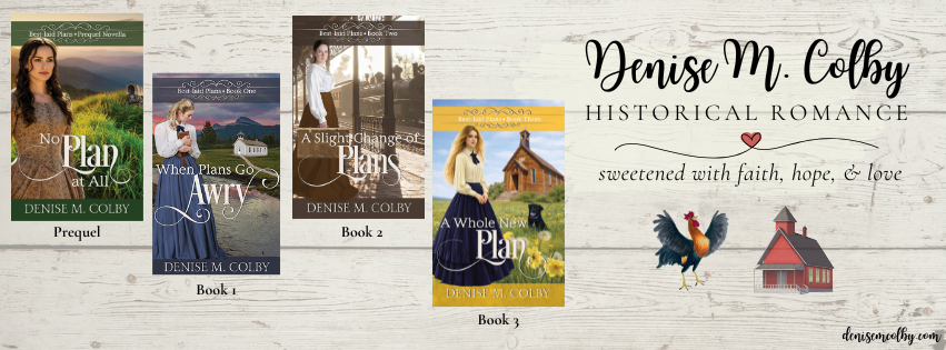 blog header for Denise M. Colby showing her book covers, logo and tagline